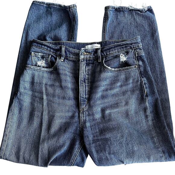 Ann Taylor Loft Blue, The 90's High Waist, Distressed, Straight Leg Jeans- 28/6 - Picture 1 of 7